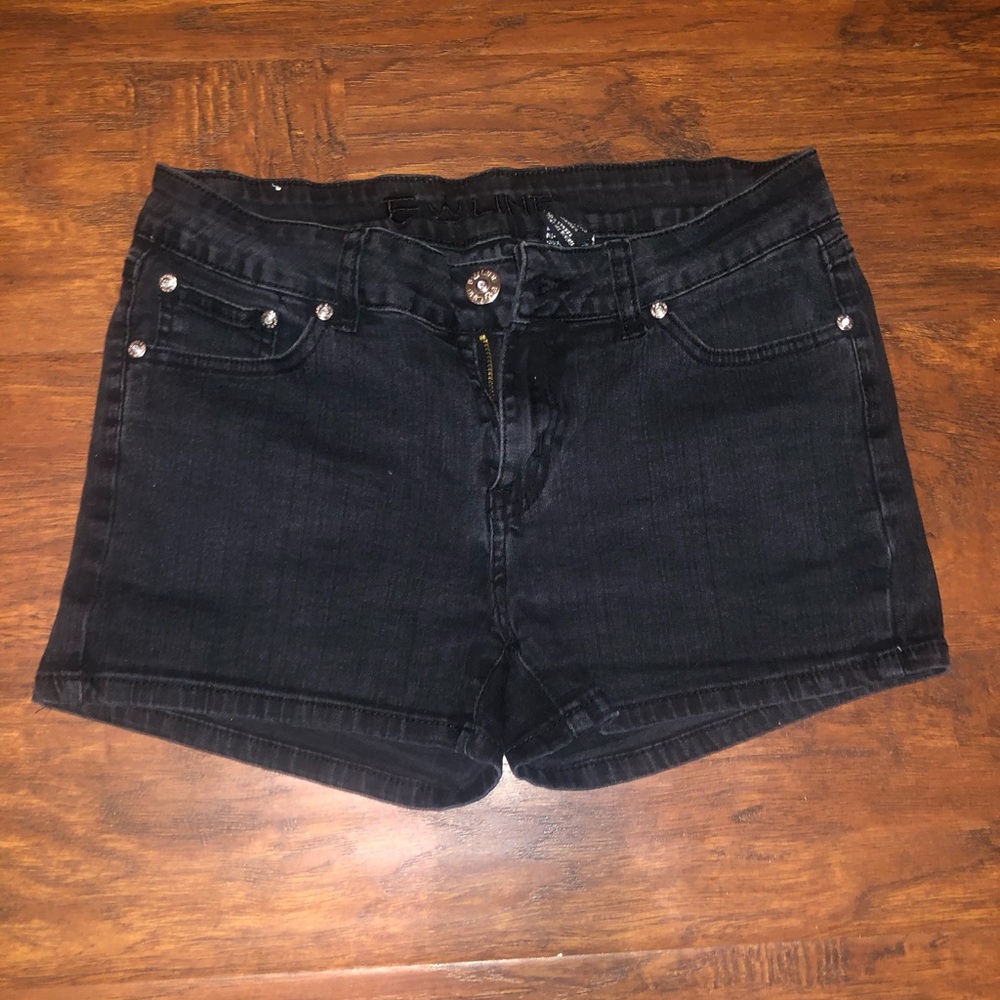 Black Faded Jean Shorts